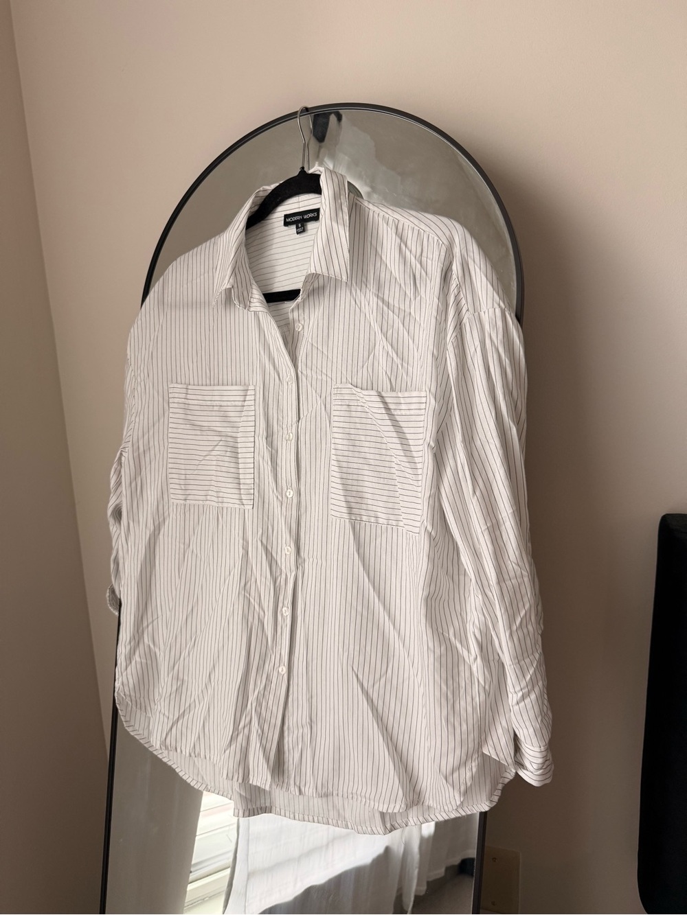 Arrow White Pinstripe Button-Down Shirt - Casual Long Sleeve